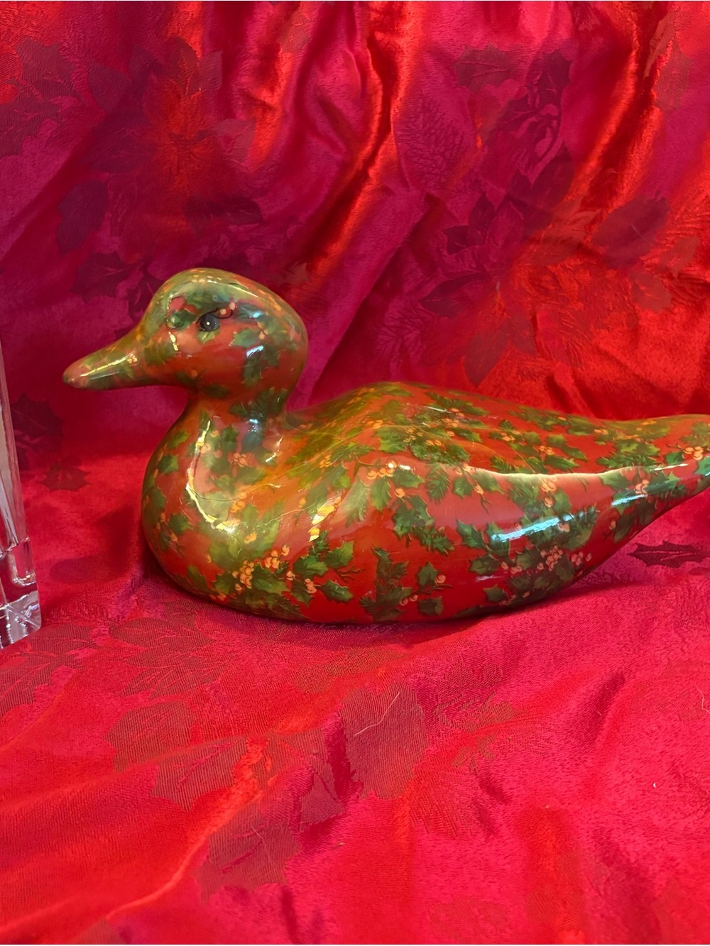 Enesco Christmas Holly Duck Figurine